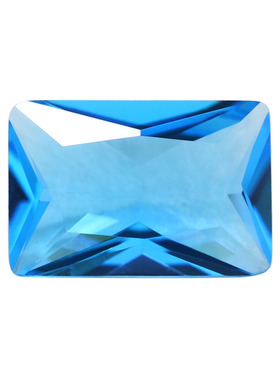 深海蓝色玻璃长方直角裸石车花切 仿钻蓝色人造宝石戒指尖底钻