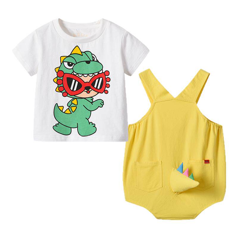 夏季儿童衣服恐龙宝宝背带裤套装