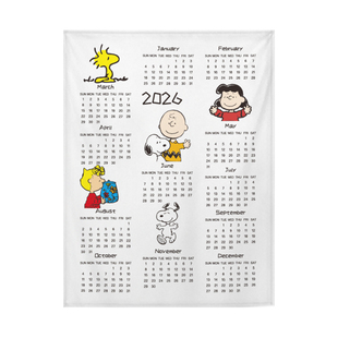 ins风2026年史努比日历挂布卧室墙面装饰宿舍房间布置背景布墙布