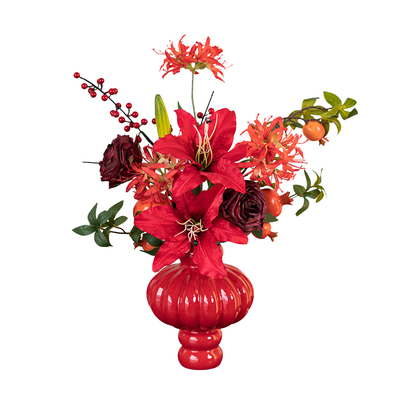 新年喜庆红果发财果花束假花摆件