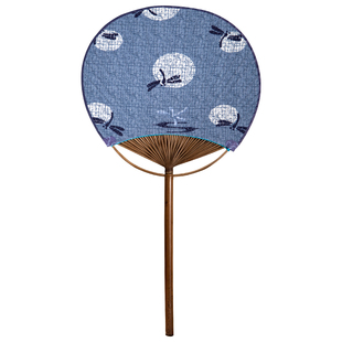 日式和风团扇 竹柄芭蕉扇 古风夏天布艺棉麻宫扇日本圆形古典扇子