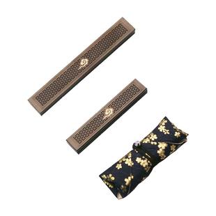 黑檀卧香沉香檀香线香便携式卧香盒布袋套装香管香炉祥云款