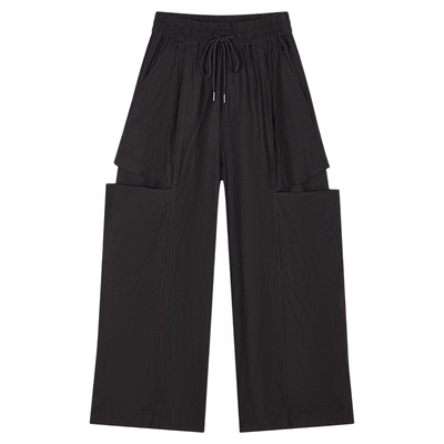 MOUSSY 春季新品棉麻混纺分割破洞弯刀休闲裤女028ISA31-1741