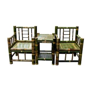 民俗老式靠背椅手工禅意竹制茶几品质奢华型老板休闲竹椅家用庭院