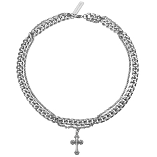 【黑度官方】钛钢不掉色不过敏欧美潮流双层古巴十字架项链男女款