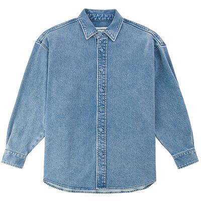 美特斯邦威女款2025秋季新款宽松款牛仔衬衫潮流舒适百搭上衣外套