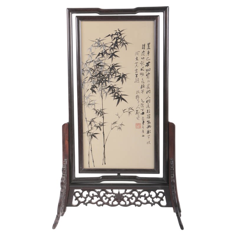 姚建萍大师苏绣君子之风台屏摆件