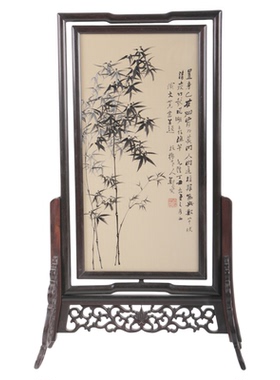 姚建萍大师苏绣君子之风台屏摆件