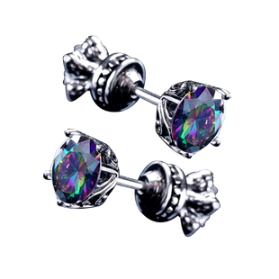 法国IDee耳钉男生个性双面耳饰潮男单只潮流百搭嘻哈蓝宝石配饰品