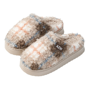 买一送一棉拖鞋女士冬季室内家居毛绒拖鞋厚底男士家用保暖棉拖