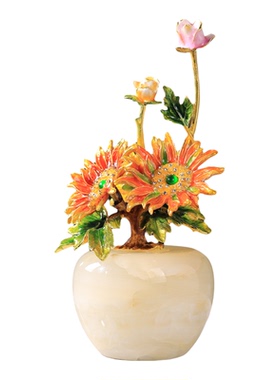 欣欣向荣！珐琅彩向日葵摆件客厅