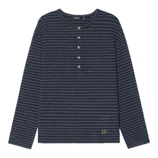 【UNVESNO专场】Unvesno(UN)软糯条纹亨利领针织长袖T恤