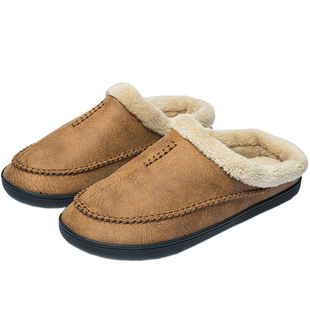 宝人冬季男保暖棉拖鞋中年男士大码厚底防滑室内棉鞋情侣棉拖