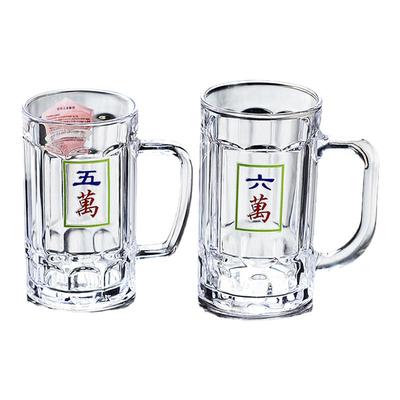 钢化玻璃中式麻将图案不混杯杯子