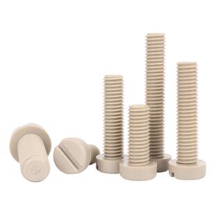 PEEK耐高温一字开槽圆柱头平头螺丝钉高强度塑料耐酸碱绝缘螺栓