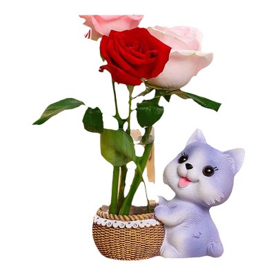 兔子女生工位办公室装饰摆件花瓶