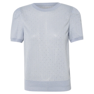 La koradior拉珂蒂气质经典圆领短袖针织衫女2025夏季新款上衣