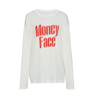 BlingCharm*松弛圆领休闲度假天丝印花宽松微透长袖防晒罩衫T恤