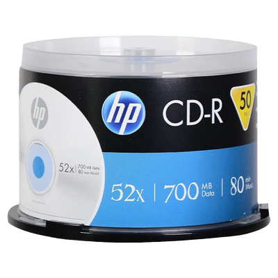 【包邮速发】惠普CD-R银色光盘光碟50片装 700MB容量  空白CD 光盘空白 不可打印 数据可长期存储 CD刻录光盘