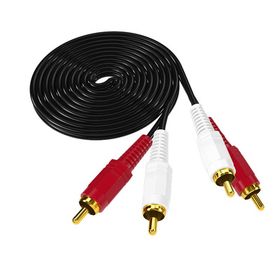 双莲花头音频线2rca二对二通用
