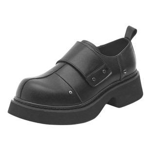 魔术贴德比鞋厚底增高6cm秋季新款皮鞋男潮百搭大头鞋子cleanfit