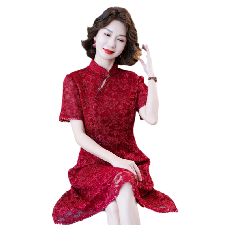 迪芬璐嘉气质优雅婚宴蕾丝旗袍女