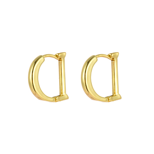韩国D型字母耳环女高级感精致耳圈耳扣金色轻奢小众气质耳钉耳饰