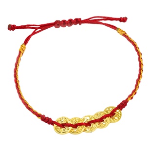 【店铺专属】18k金五龙麟钱币手绳女轻奢小众送礼手工编织QL07505