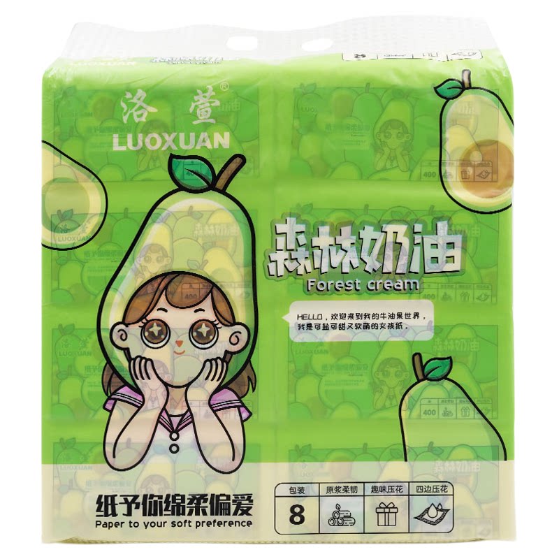 洛萱森林奶油400张整箱80包抽纸