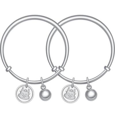 潮宏基小福龙银手镯宝宝周岁礼物