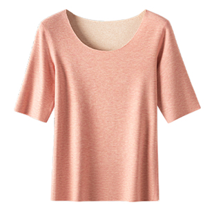 德绒保暖内衣女士羊毛蚕丝加厚绒秋冬打底内搭秋衣秋裤七分裤套装