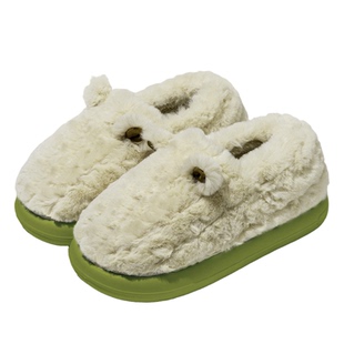 棉拖鞋女士冬季包跟家居室内2025新款厚底毛绒外穿防滑棉鞋踩屎感