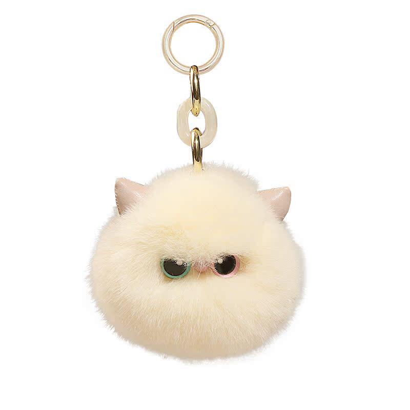 【弥野造物】獭兔毛异瞳小猫咪汽车钥匙扣挂件毛绒公仔书包包挂饰