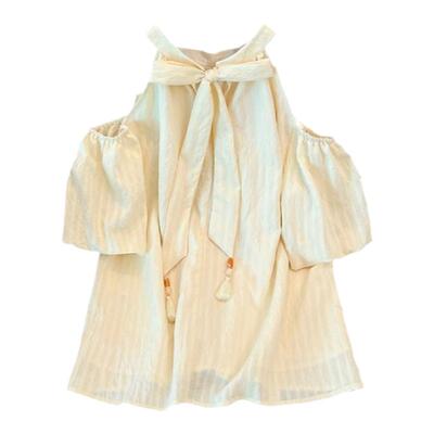 【原版布料】法式气质温柔女夏季设计感挂脖露肩泡泡袖上衣漂亮衫