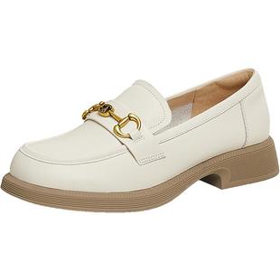 TATA他她小爵士一脚蹬小皮鞋女鞋粗跟乐福鞋单鞋春季新款CYM01AA5