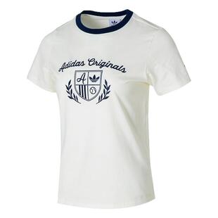 Adidas阿迪达斯2025春季新款复古印花纯棉圆领女T恤JM8009 JM8010