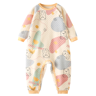 儿童连体睡衣秋冬季加厚宝宝三层夹棉保暖睡袋男女童纯棉a类婴儿