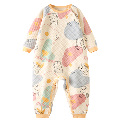宝宝三层夹棉连体睡衣秋冬防着凉