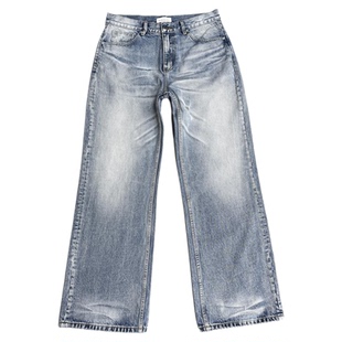 TBR 牛王系列10 青光骨白蓝紫线雪花蓝牛宽松直筒小A字版型牛仔裤
