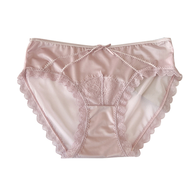 法式纯欲蕾丝桑蚕丝裆中腰三角裤