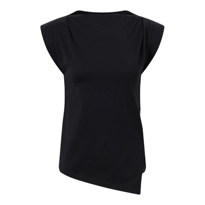 挺阔显瘦无袖一字领不对称T恤