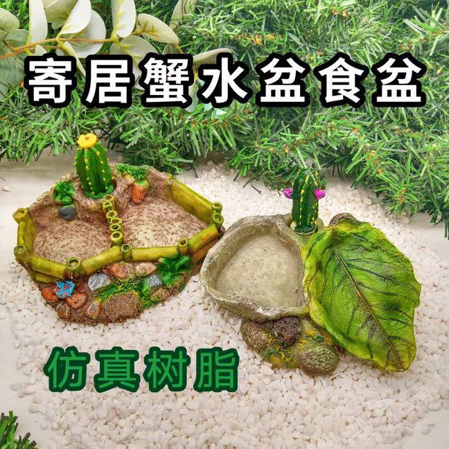 寄居蟹食盆水盆二合一寄居蟹高仿真树脂水盆食盆 吃喝双格三角水