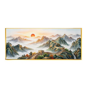 现代风旭日东升十字绣满绣2026新款万里长城客厅沙发背景墙手工绣