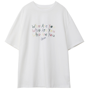 CV大码女装 夏季新款宽松圆领字母印花凉感插肩短袖T恤上衣女