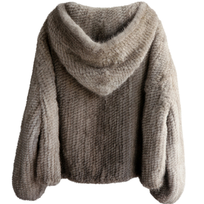 2025款进口水貂手工双面编织水貂皮草外套廓形连帽皮草外套夹克