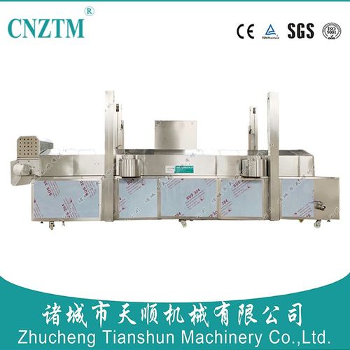 实际工厂连续油炸机鸡米花膨化食品锅巴薯片薯条油炸成套加工设备