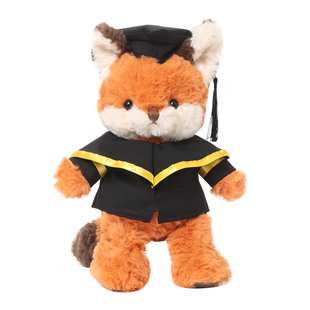 毕业公仔小熊狗大象狐狸四款学士服玩偶硕士娃娃校服大学定制LOGO