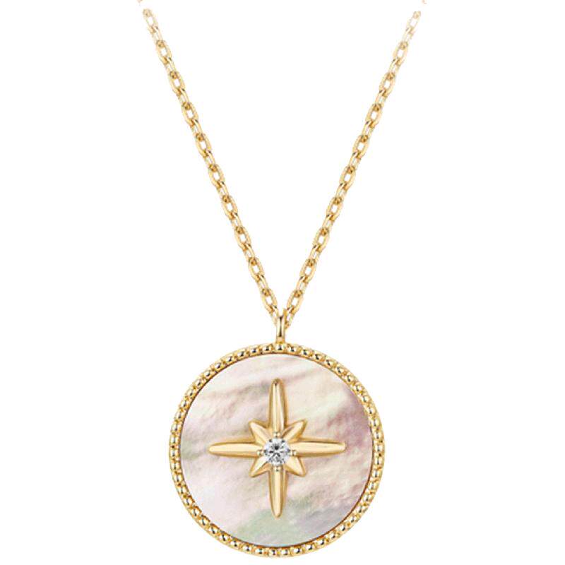 Glam Ever贝母六芒星项链 欧美小众设计师硬币锁骨链镀金吊坠颈链