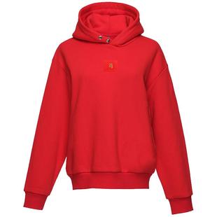 OBEG欧碧倩短款连帽红色加绒卫衣冬宽松休闲外套10444174