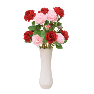 牡丹仿真花绢花塑料假花干花玫瑰花花束室内家居客厅餐桌摆件装饰